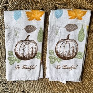 Be Thankful Autumn Kitchen Towels - Brown, Orange, Green, Blue